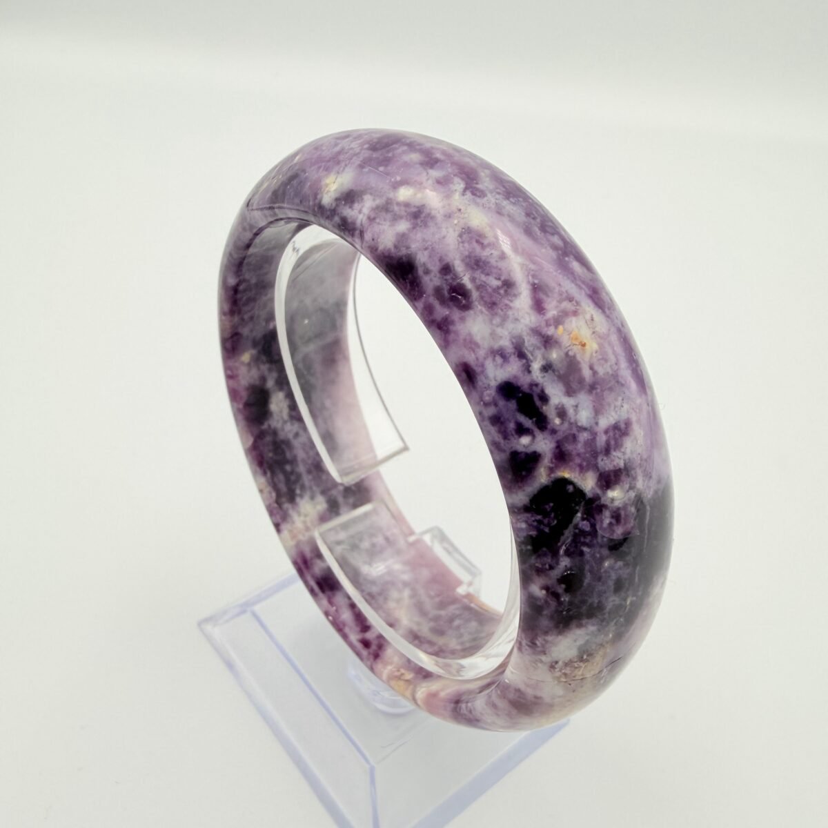 Hand-Carved Purple Opal Bangle – Solid Natural Gemstone Bracelet