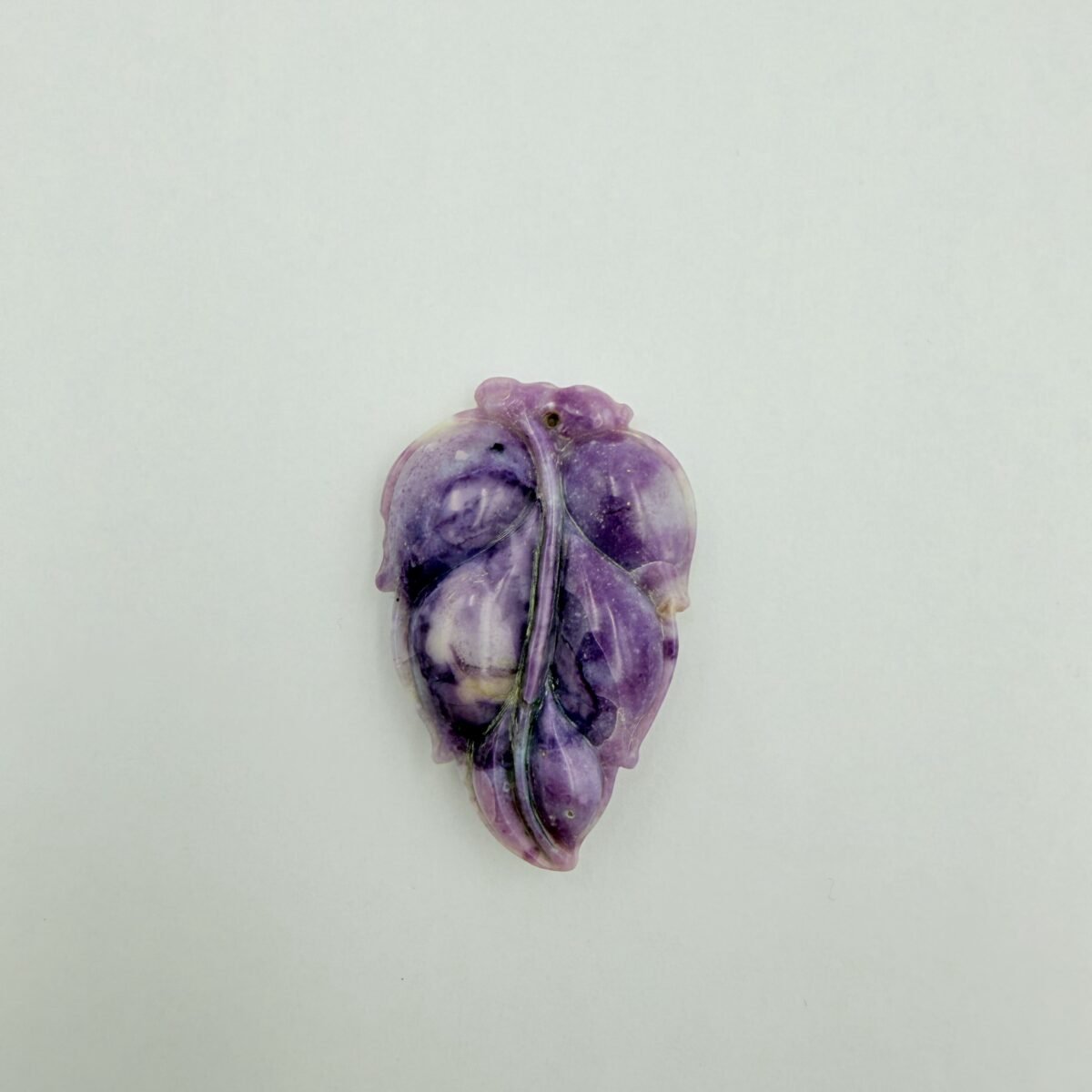 Alternative view of Hand-Carved Purple Opal Leaf Pendant – Natural Gemstone Jewelry
