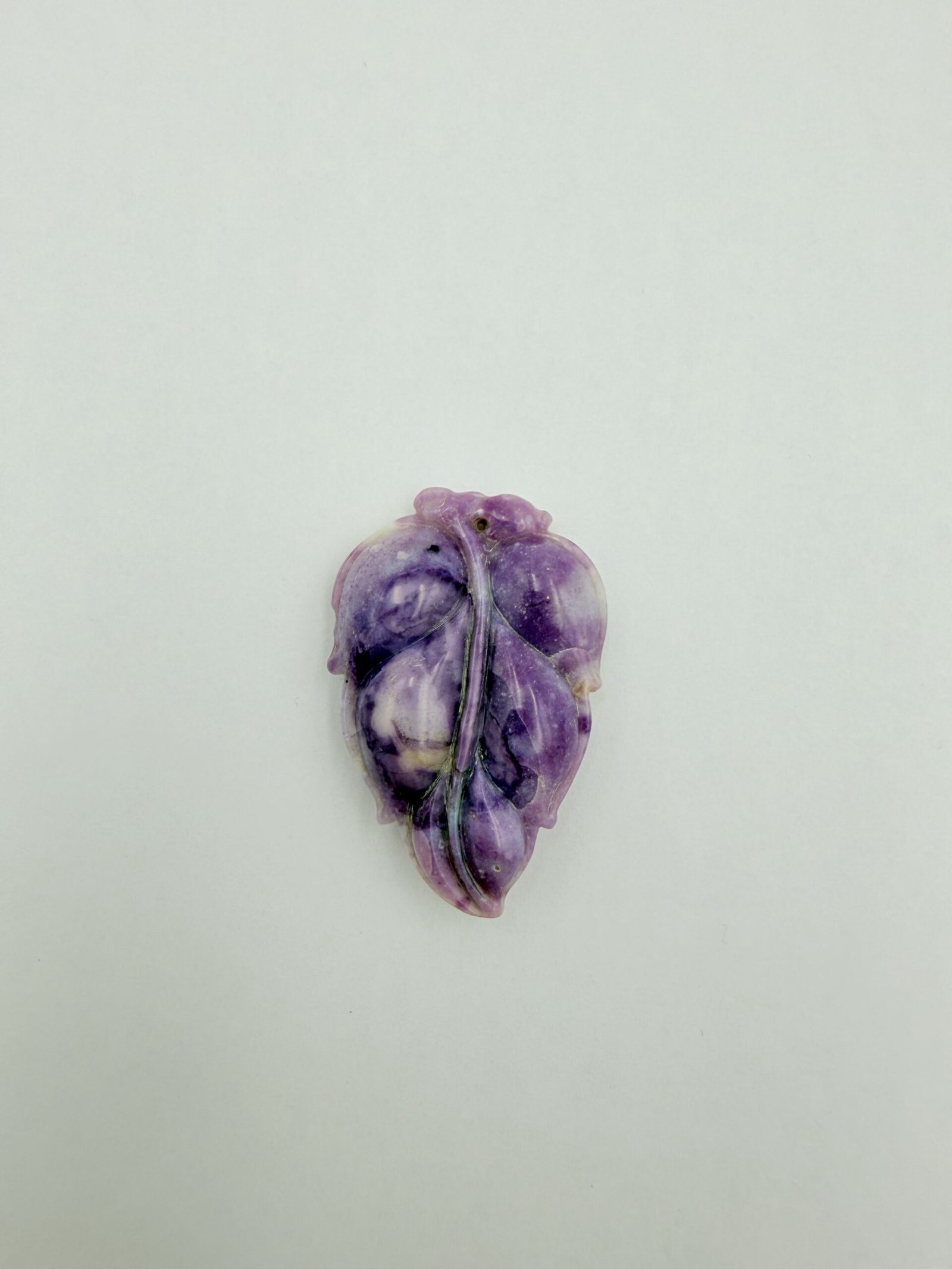 Hand-Carved Purple Opal Leaf Pendant – Natural Gemstone Jewelry - Image 2