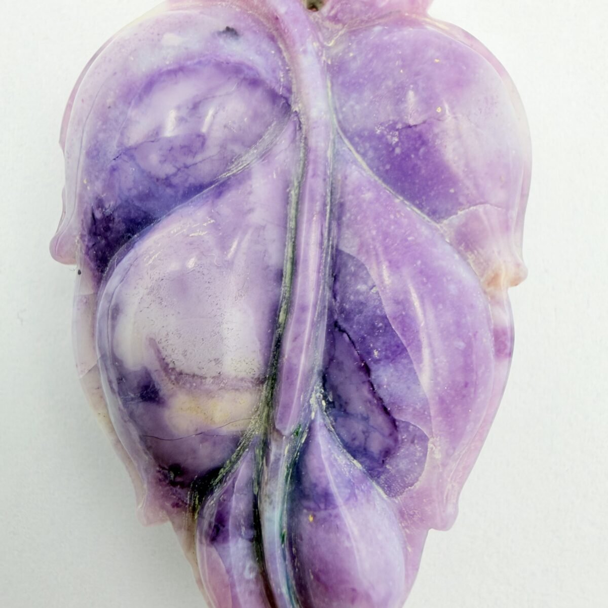 Hand-Carved Purple Opal Leaf Pendant – Natural Gemstone Jewelry