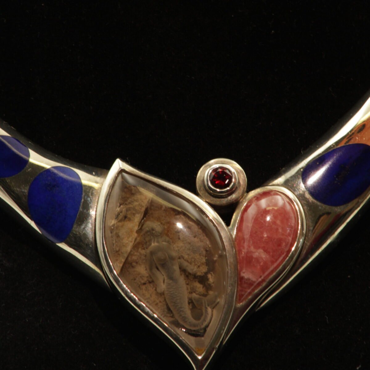 Sterling silver Mermaid carved necklace